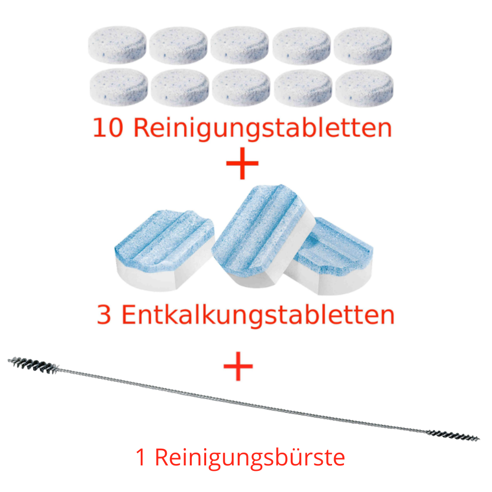 SIEMENS Pflege-Set TZ80001A + TZ80002A für EQ – 10 Reinigungstabletten, 3 Entkalkungstabletten & Bürste