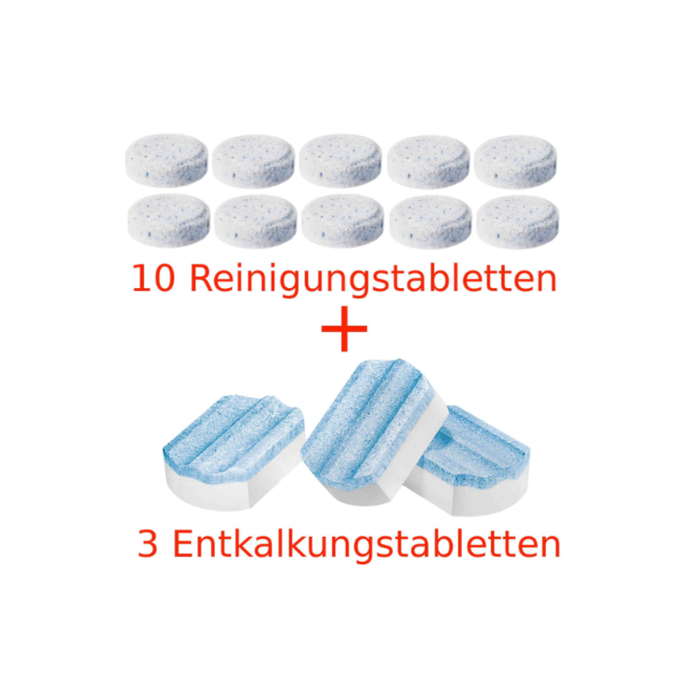 SIEMENS Reinigungsset TZ80001A + TZ80002A – 10 Reinigungstabletten & 3 Entkalkungstabletten für EQ