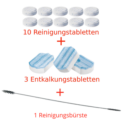 SIEMENS Pflege-Set TZ80001A + TZ80002A für EQ – 10 Reinigungstabletten, 3 Entkalkungstabletten & Bürste