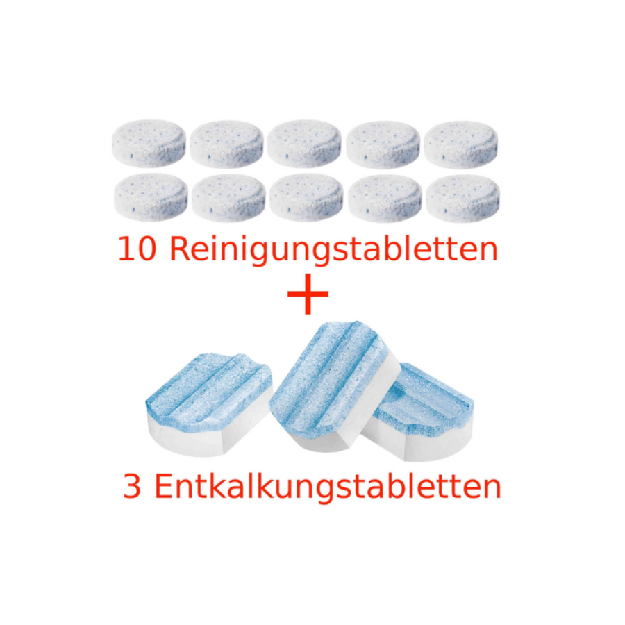 SIEMENS Reinigungsset TZ80001A + TZ80002A – 10 Reinigungstabletten & 3 Entkalkungstabletten für EQ