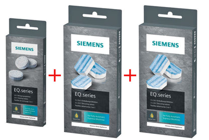 SIEMENS Pflege-Set TZ80001A + TZ80002A – 10 Reinigungstabletten & 6 Entkalkungstabletten für EQ