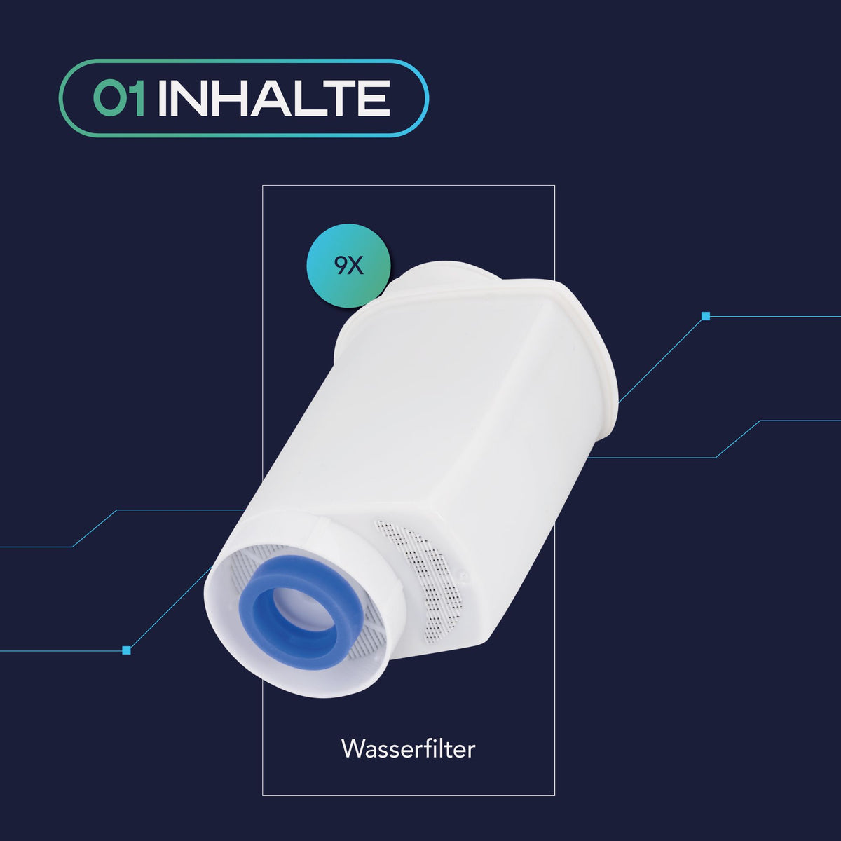 MEISTERZWECK4U Wasserfilter – 9 Stück kompatibel mit Siemens EQ, Bosch, Neff & Gaggenau – Brita Intenza Filtersystem