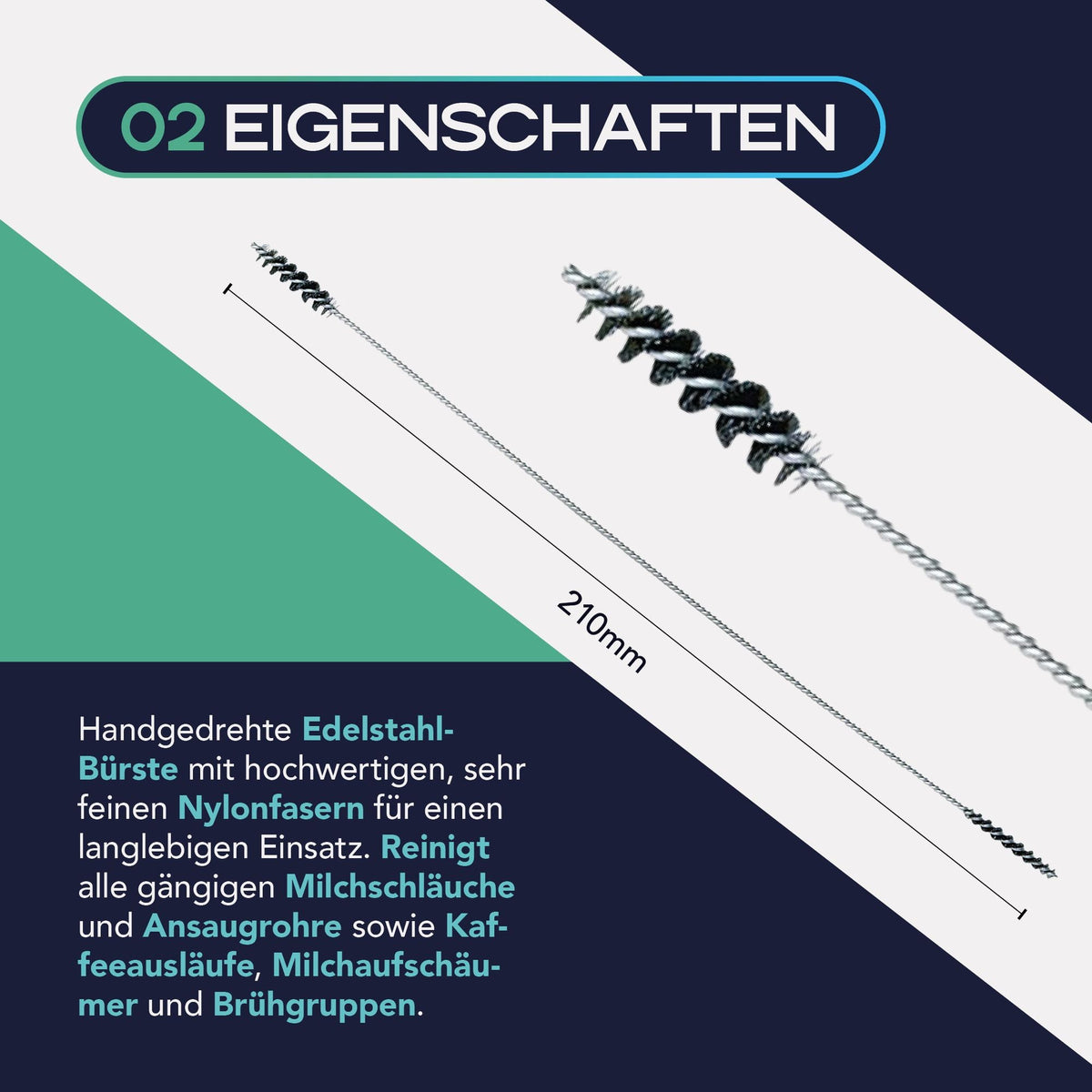 MEISTERZWECK4U Reinigungsbürste für Milchschläuche – Ø 3 & 7 mm für Siemens, Bosch, Jura, Melitta, Saeco & DeLonghi